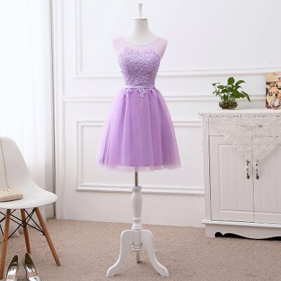 Vestido de Festa em Crepe com Apliques e Amarração Traseira Lavanda