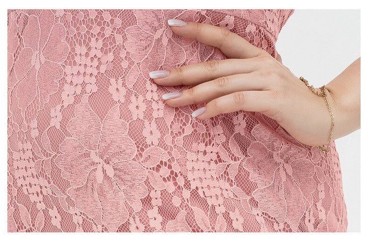 Vestido de Festa Midi Rendado Rosé