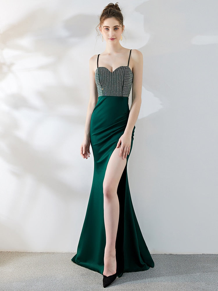 Vestido de Festa Longo em Cetim com Fenda