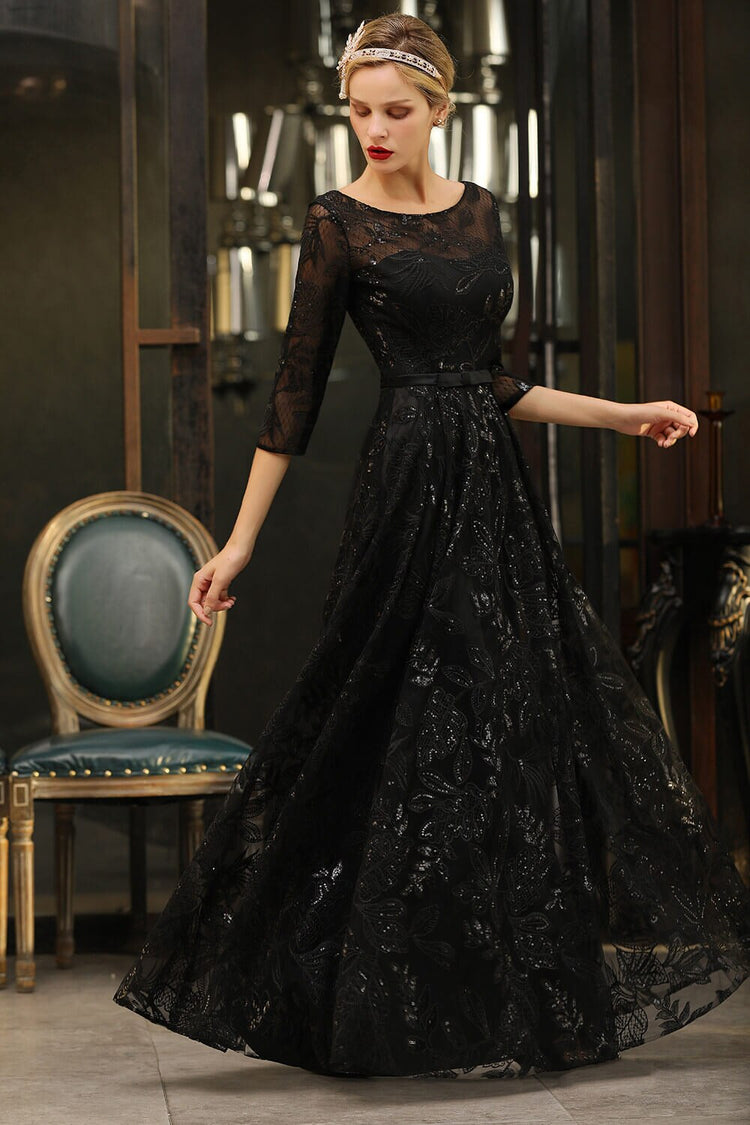 Vestido de Festa Longo com Detalhes Bordados e Brilho