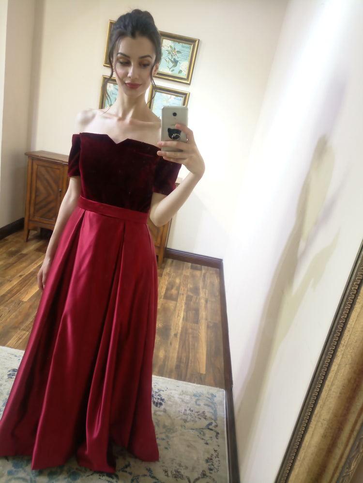 Vestido de Festa Longo Clássico Bordado Marsala