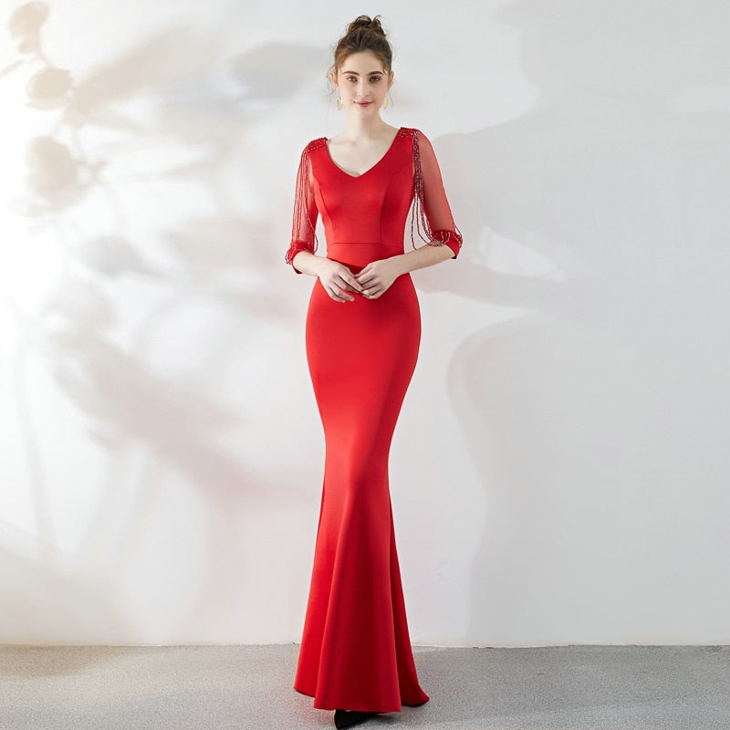 Vestido de renda shop longo vermelho