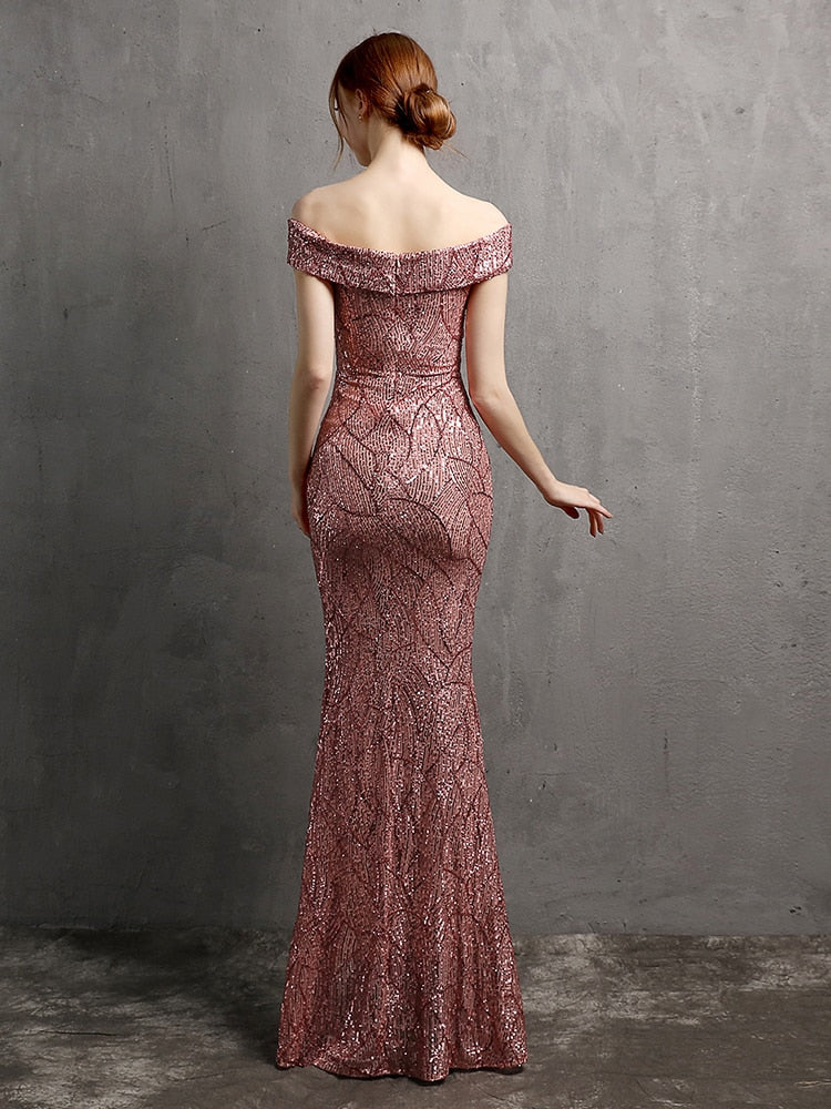 Vestido de Festa Longo com Abertura Lateral em Chiffon Rosa Empoeirado