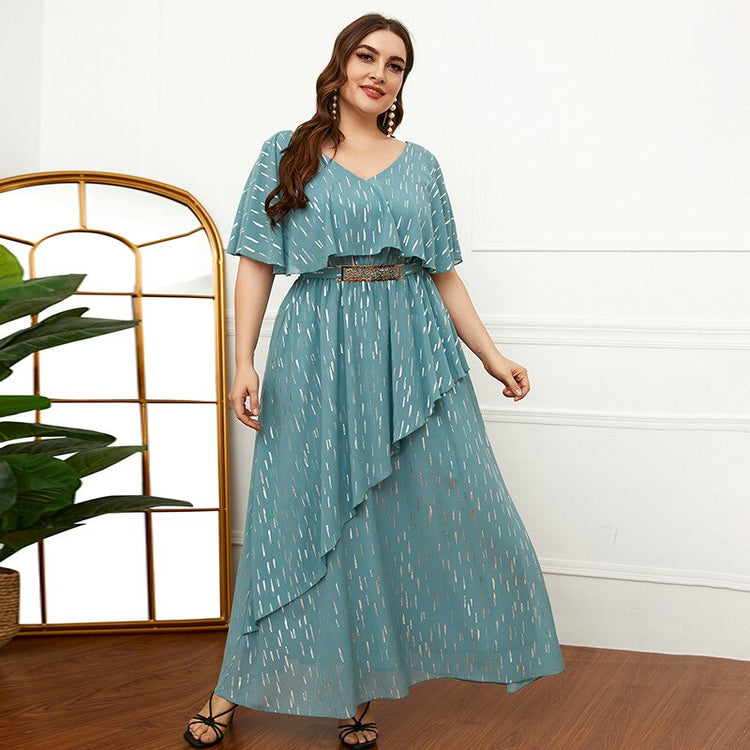 Vestido de Festa Midi com Babados e Detalhe Cinto (Pronta Entrega)