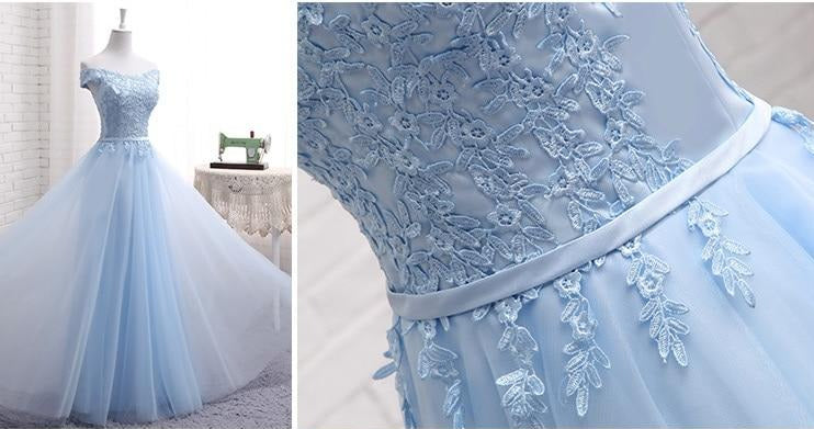 Vestido de Festa em Crepe com Renda Azul Serenity