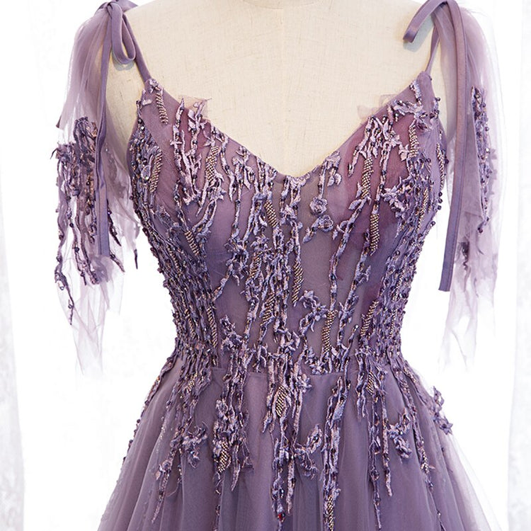Vestido de Festa Longo Luxo em Tule com Apliques Brilho (Pronta Entrega)
