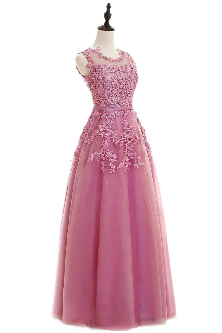 Vestido de Festa Longo Decorado em Tule Decorado com Pérolas