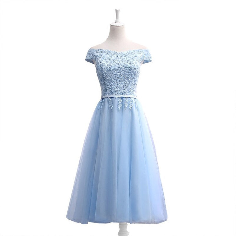 Vestido de Festa em Crepe com Renda Azul Serenity