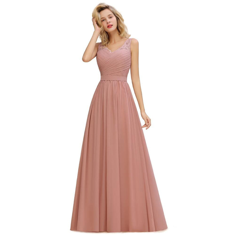 Vestido de Festa Longo Design Clássico com Detalhes em Renda (Pronta Entrega)