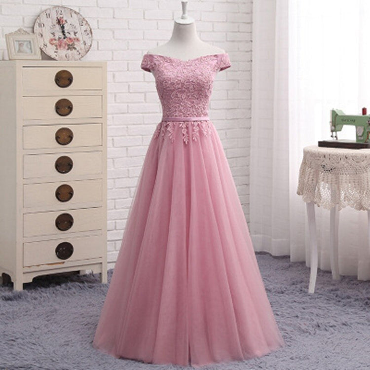 Vestido de Festa em Crepe com Renda em Rosa Empoeirado