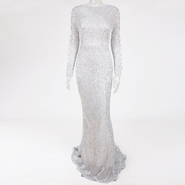 Vestido de Festa Longo Elegante com Manga