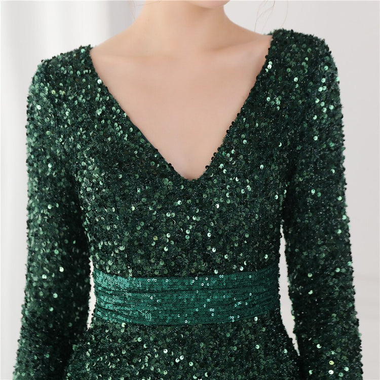 Vestido de Festa Longo Luxo Todo Detalhado em Paetês