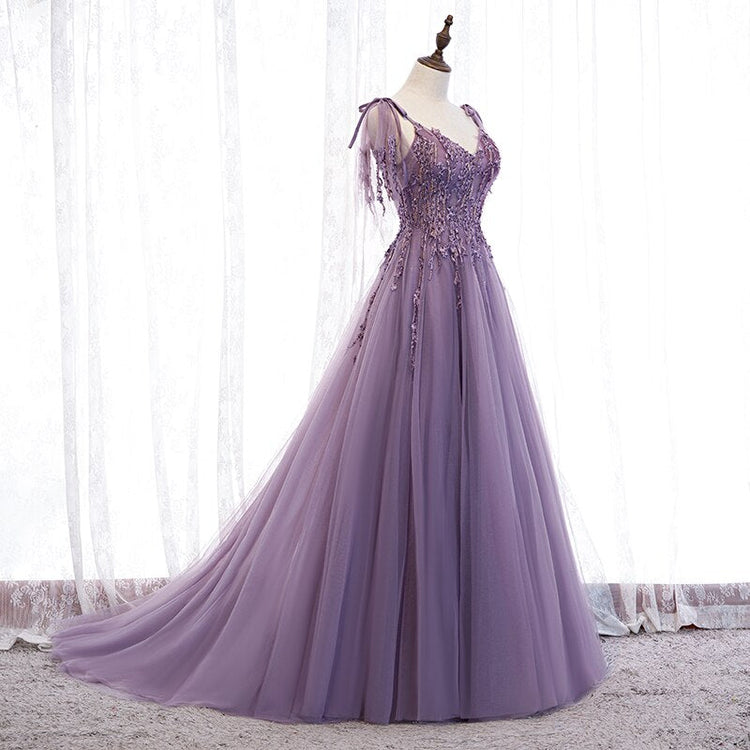 Vestido de Festa Longo Luxo em Tule com Apliques Brilho (Pronta Entrega)