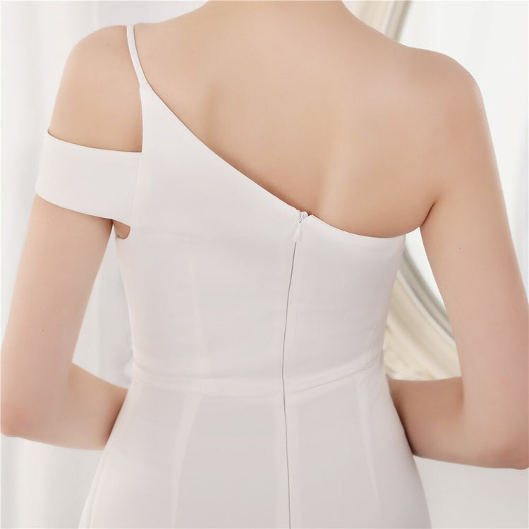 Vestido de Festa Longo com Ombro Assimétrico Branco