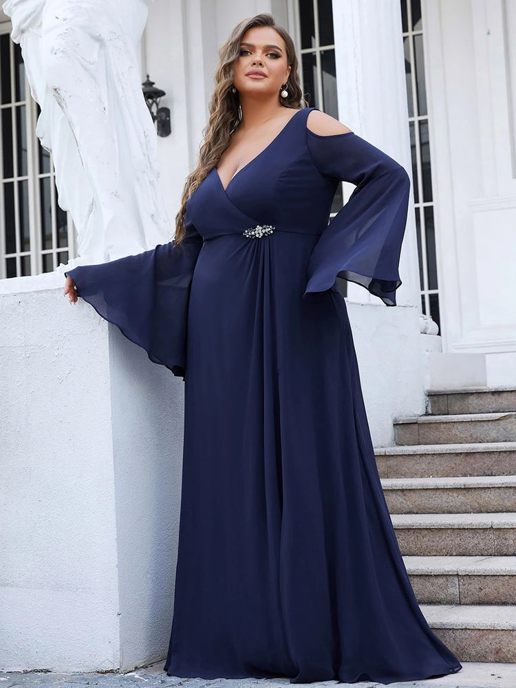 Vestido de Festa Longo com Manga Detalhada