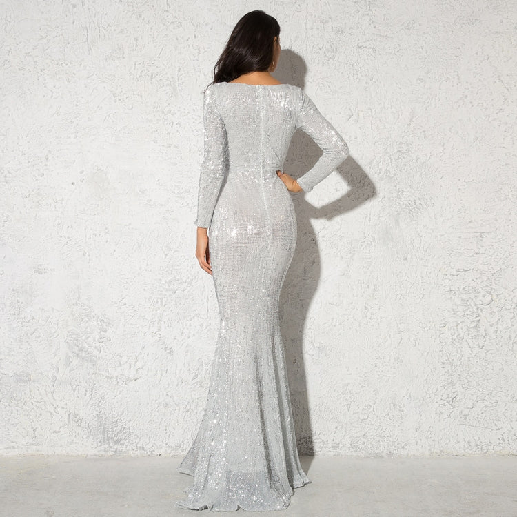 Vestido de Festa Longo Elegante com Manga