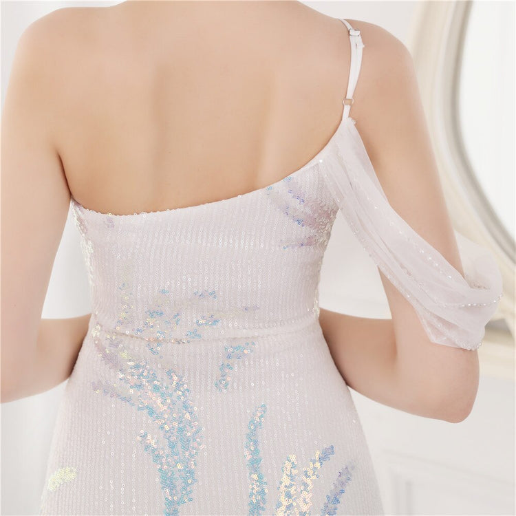 Vestido de Festa Luxo com Paetês Bordados Branco