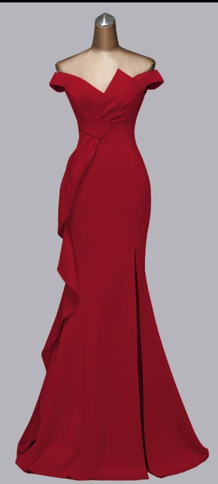 Vestido de Festa Luxo com Detalhe em Laço Vermelho (Pronta Entrega)