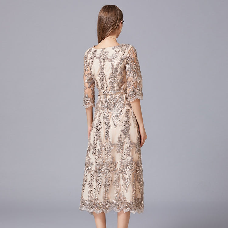 Vestido de Festa Midi Luxo Dourado