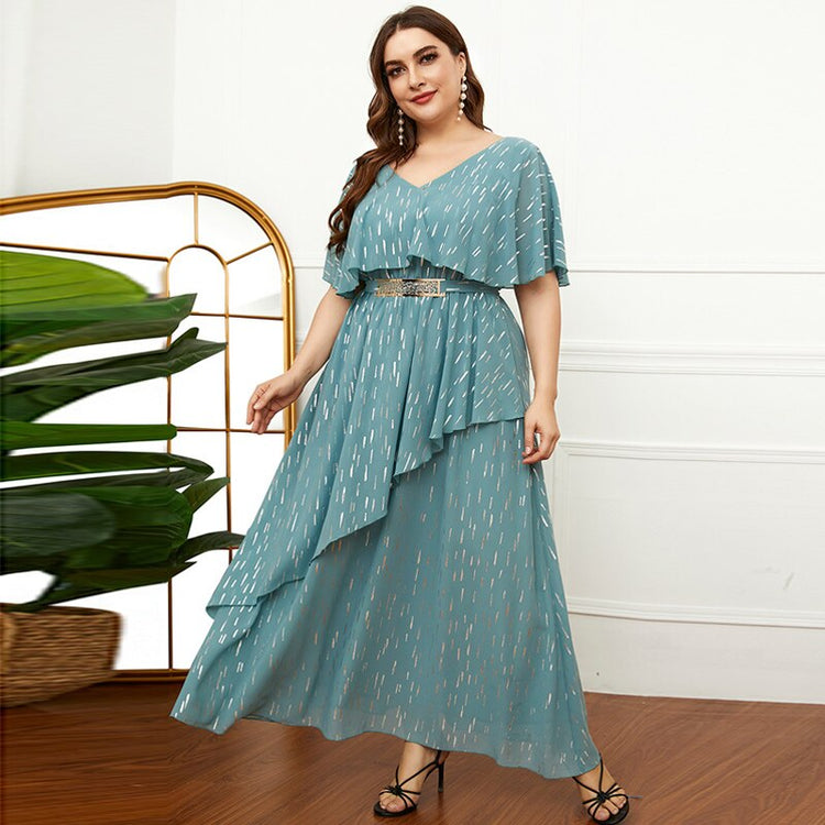 Vestido de Festa Midi com Babados e Detalhe Cinto (Pronta Entrega)