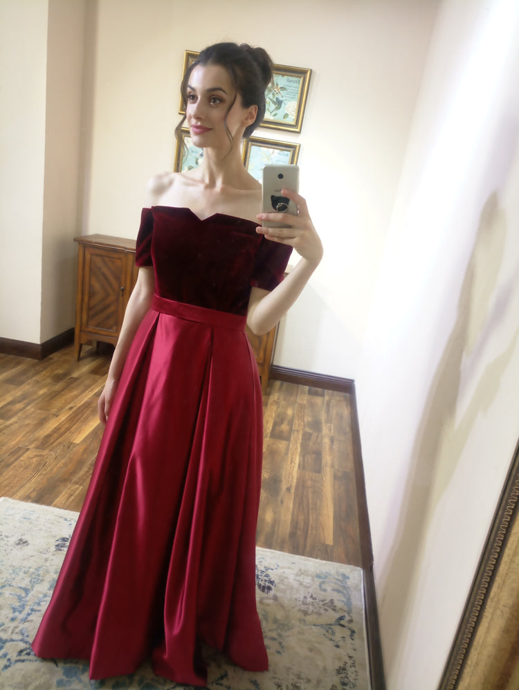 Vestido de Festa Longo Clássico Bordado Marsala