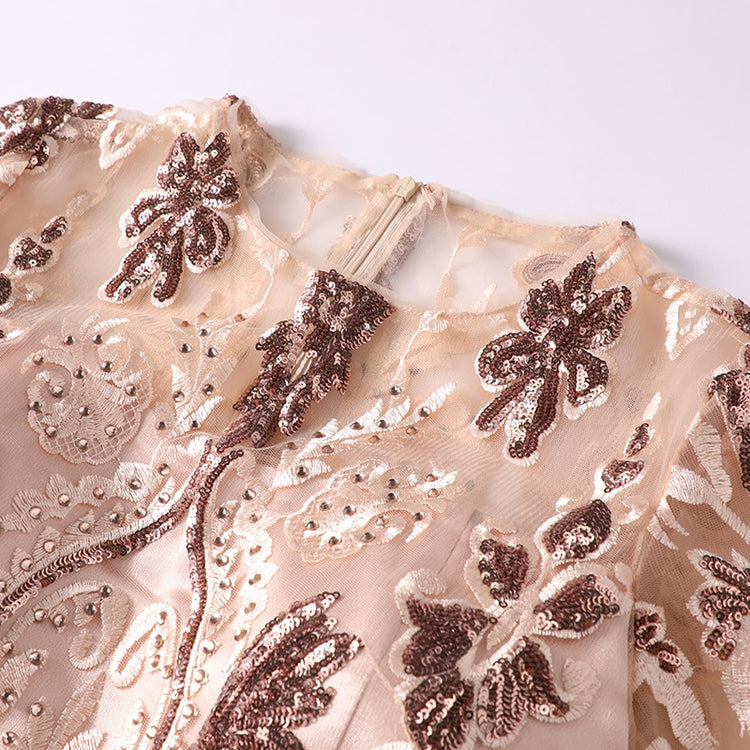 Vestido de Festa Midi em Renda Marfim