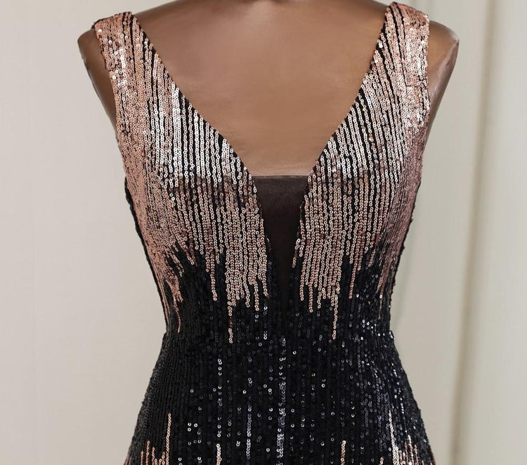 Vestido de Festa Luxo Sereia Dual Color Preto