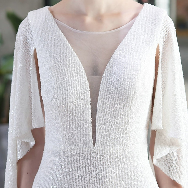 Vestido de Festa Longo com Manta Brilho Branco