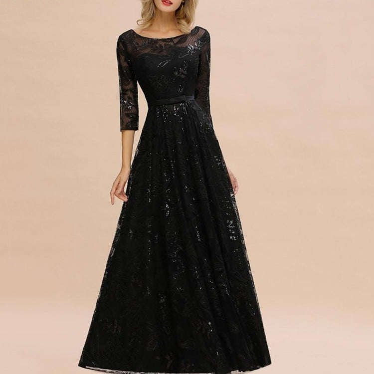 Vestido de Festa Longo com Detalhes Bordados e Brilho