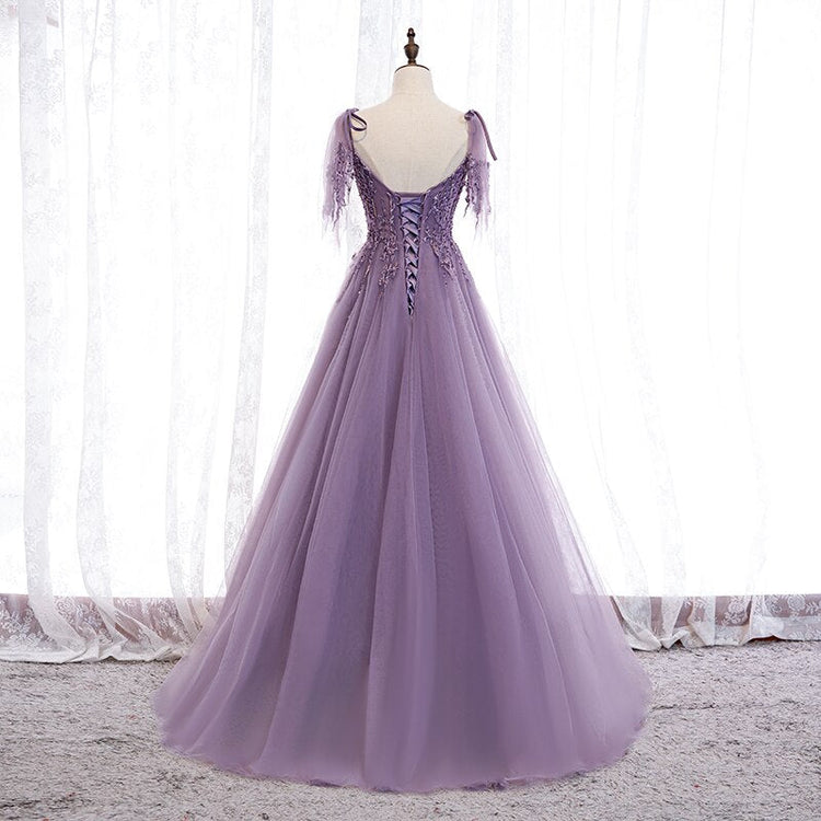 Vestido de Festa Longo Luxo em Tule com Apliques Brilho (Pronta Entrega)