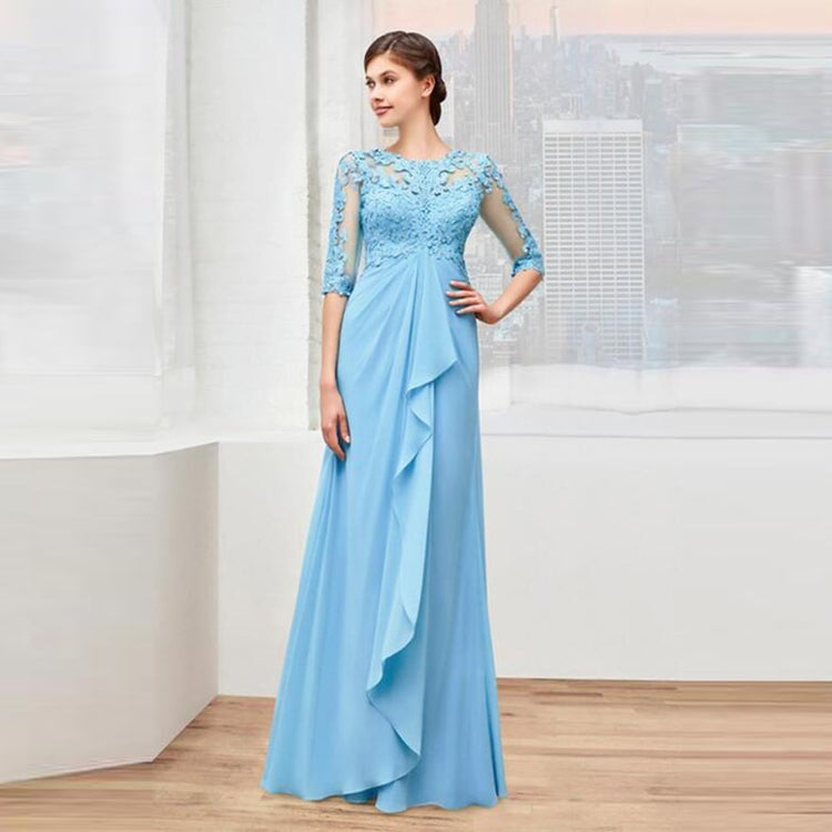 Vestido de Festa Longo Luxo com Detalhes em Renda e Babados
