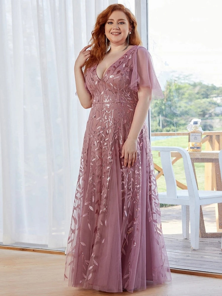 Vestido de Festa Longo com Detalhes em Brilhos Bordados