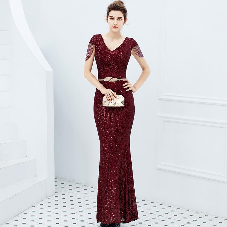 Vestido de Festa Longo Sereia com Brilhos Bordados