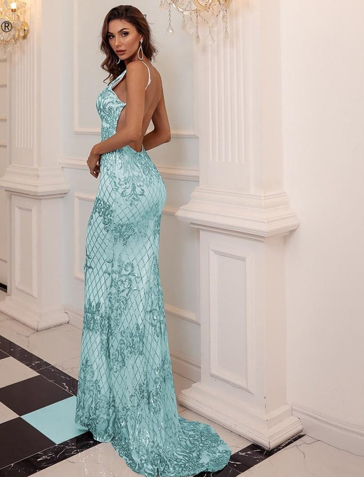 Vestido de Festa Longo Silhueta Sereia e Costas Nude