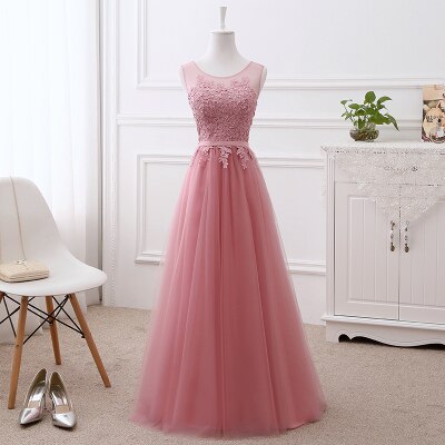 Vestido de Festa em Crepe com Apliques e Amarração Traseira Rosa Empoeirado