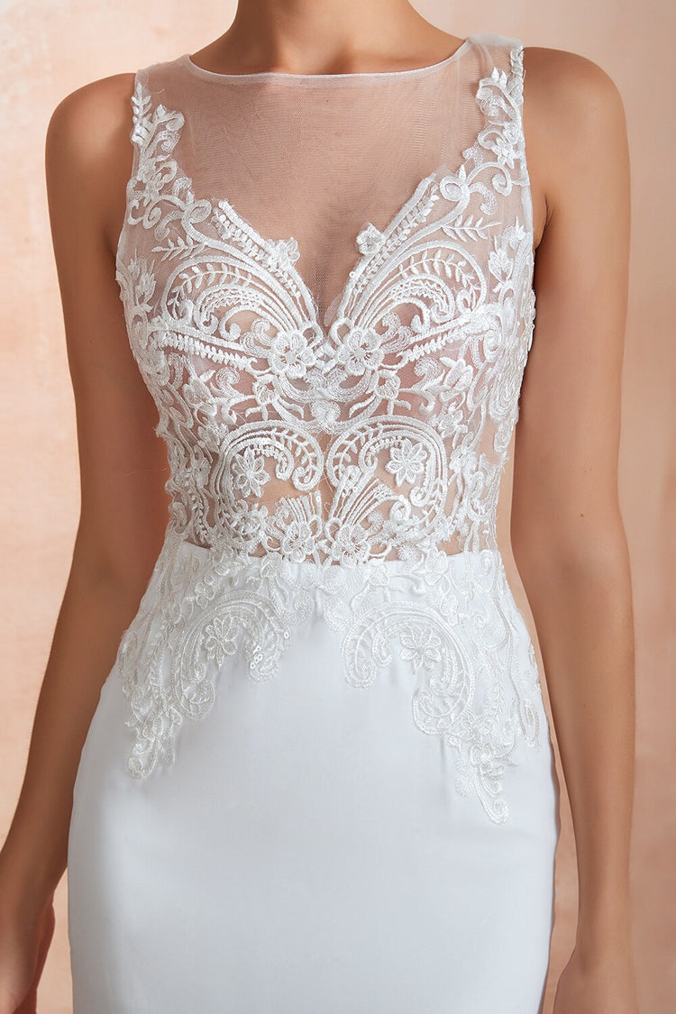 Vestido de Noiva Sereia Clássico com Apliques Bordados