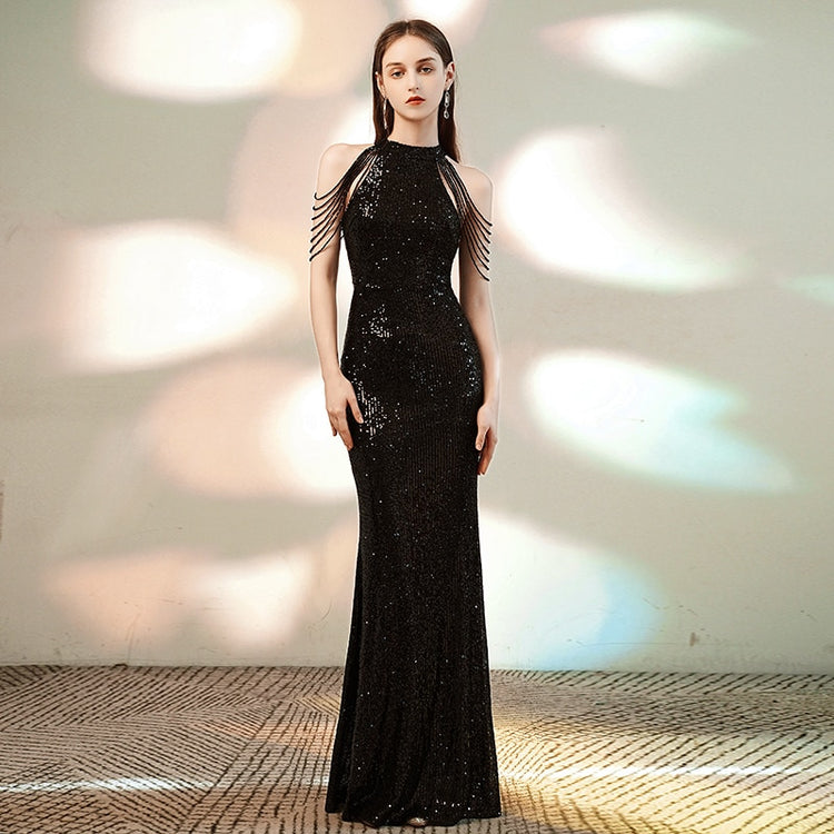 Vestido de Festa Longo Ombro a Ombro Detalhado