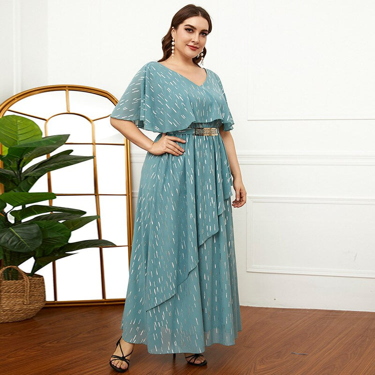 Vestido de Festa Midi com Babados e Detalhe Cinto (Pronta Entrega)