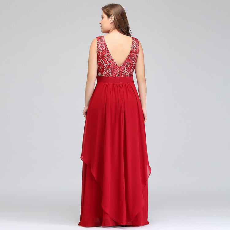 Vestido de Festa Longo com Detalhes Bordados e Renda