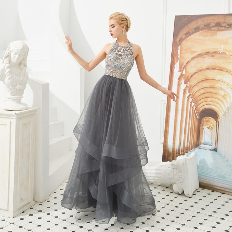 Vestido de Festa Luxo com Cristais Florais e Camadas de Tule - Modelo Especial