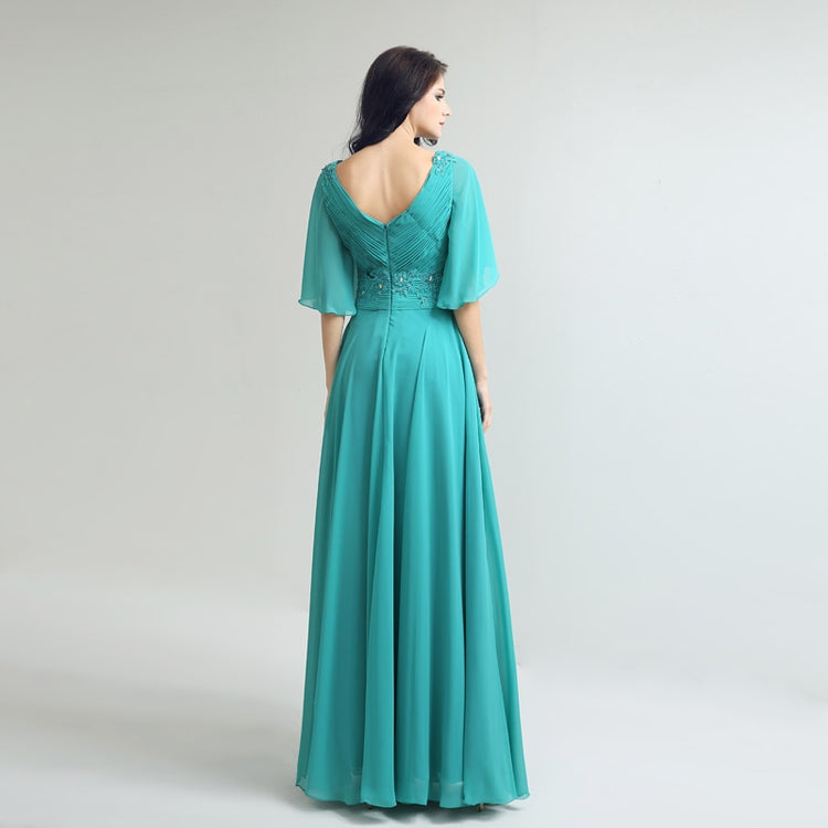 Vestido de Festa Longo com Manga Flutuante Azul Tiffany