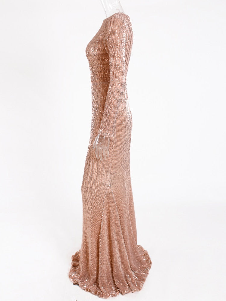 Vestido de Festa Longo Elegante com Manga