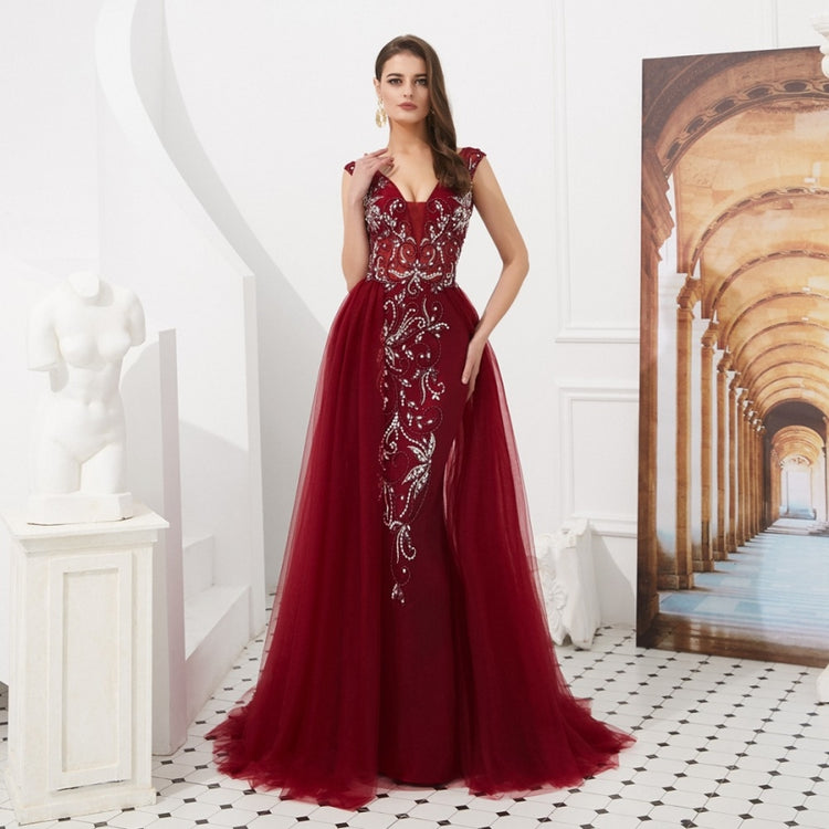 Vestido de Festa Luxo Vintage com Cauda em Tule Marsala - Modelo Especial