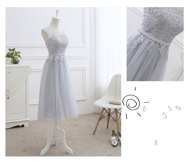 Vestido de Festa em Crepe com Apliques e Amarração Traseira Rosé