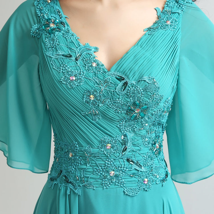 Vestido de Festa Longo com Manga Flutuante Azul Tiffany
