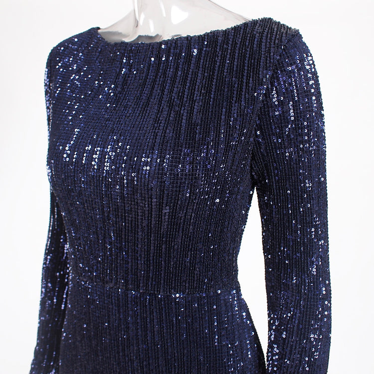 Vestido de Festa Longo Elegante com Manga Azul Marinho