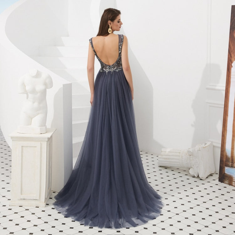 Vestido de Festa Luxo Vintage com Cauda em Tule Prateado - Modelo Especial
