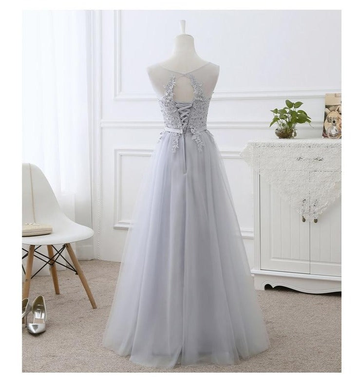 Vestido de Festa em Crepe com Apliques e Amarração Traseira Rosé