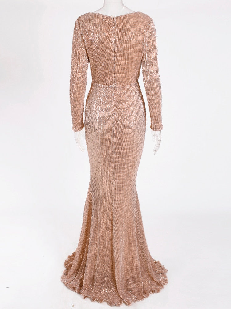 Vestido de Festa Longo Elegante com Manga