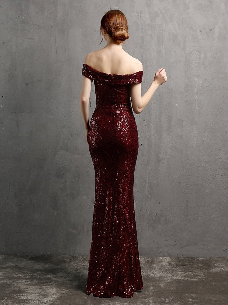 Vestido de Festa Longo com Abertura Lateral em Chiffon Marsala